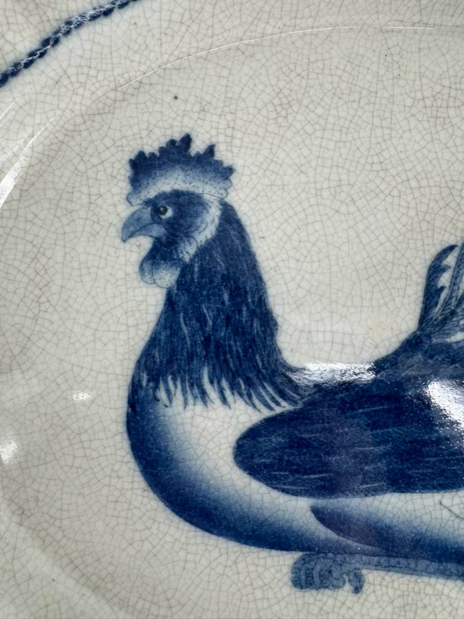 CAPA Blue & White Rooster Ceramic Platter