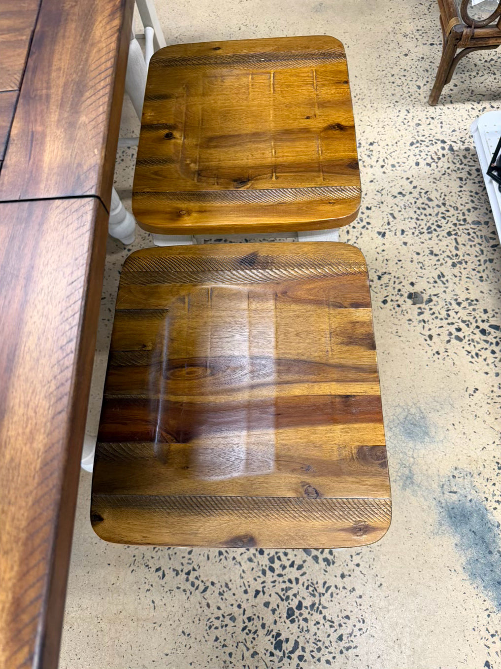 Brown & White Counter Height Wood Dinning Table w/ 4 Barstools & 4 Backed Barstools
