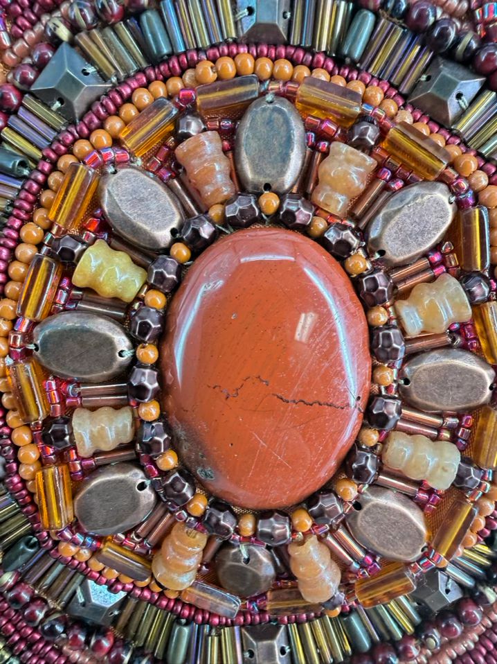 MARY FRANCES Orange Tandoori Spice Leather & Beaded Purse NWT