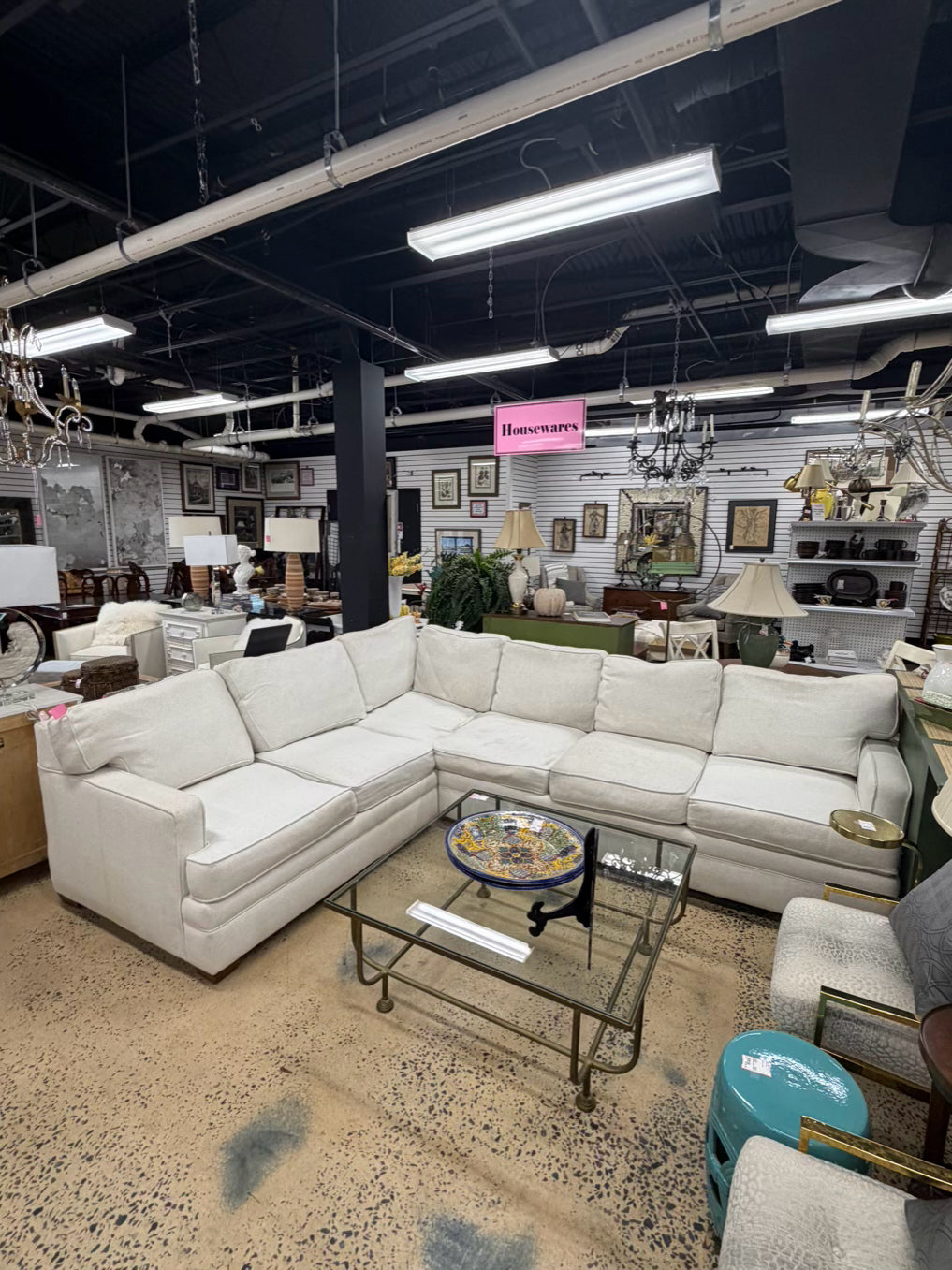 JACKSON CARTER FURNITURE Ivory Tweed Look Sectional Sofa