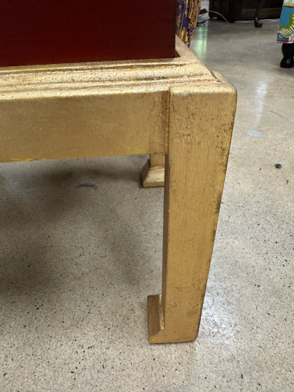 Red Box w/ Brass Mounts on Gold Stand
