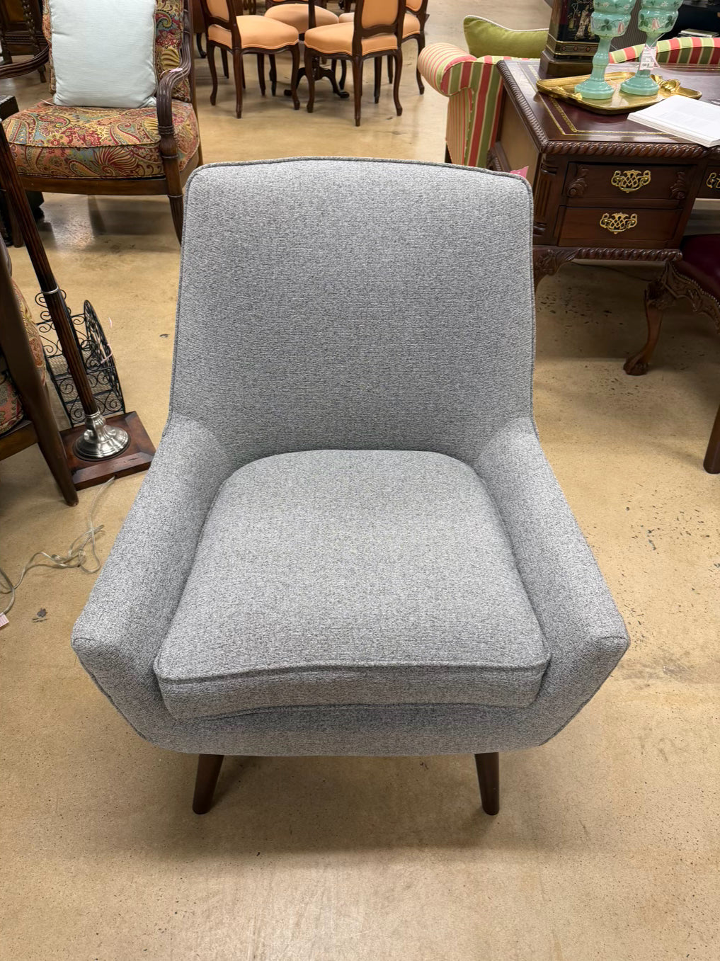 Gray Mid Century Look Chair & Ottoman Set
