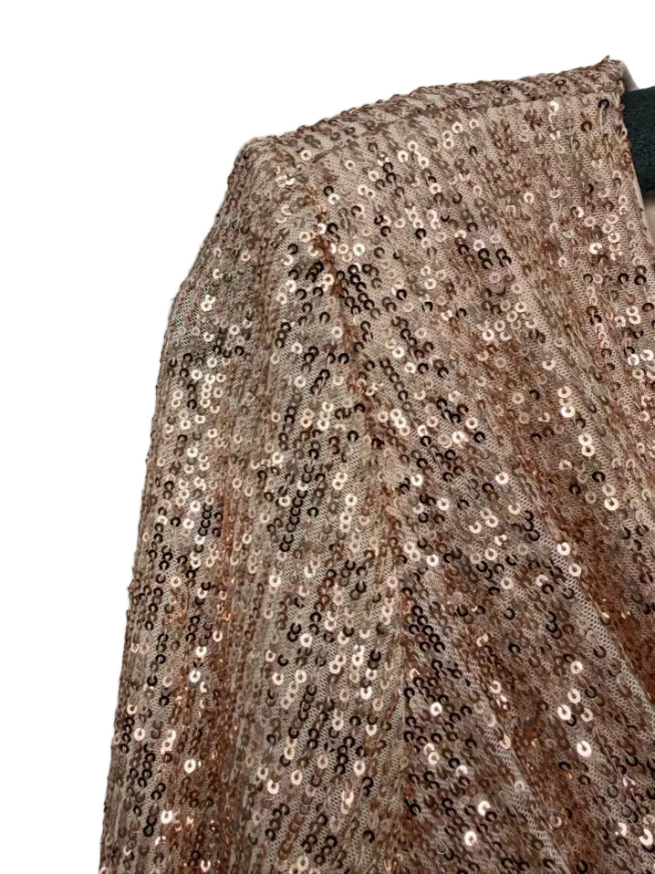 ELIZA J Size Wmn's 10 Champagne Sequin Bow Evening Gown