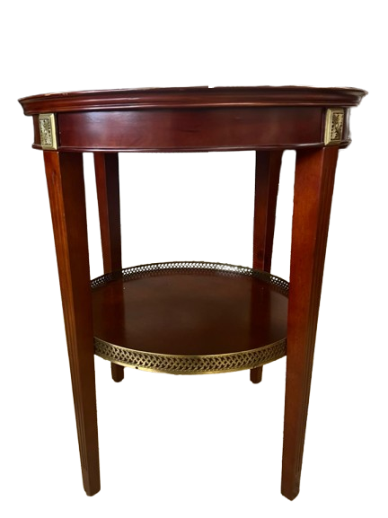 BOMBAY ROUND Dark Wood Occasional Table w/ Brass Detail