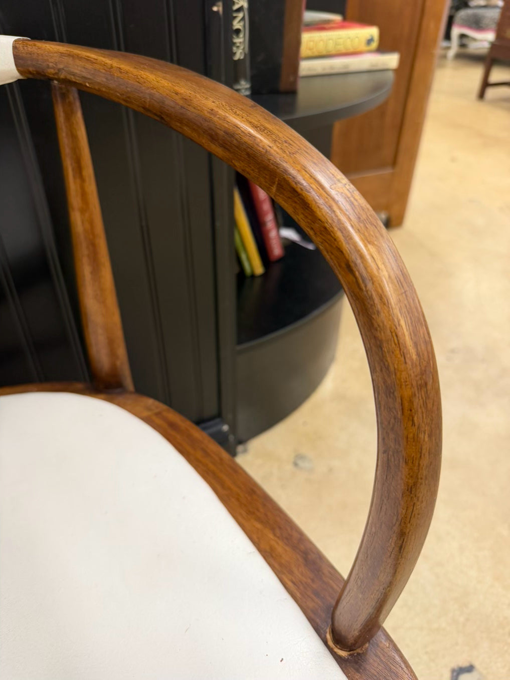 BOLING CHAIR CO By Jack Cartwright Mid Century Modern Wood & Leather Pair Of Charter Armchairs