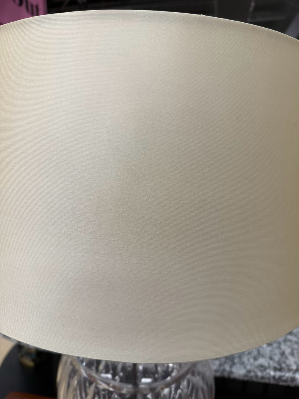 Clear Glass Ball Pair Of Lamps w/ Beige Shade