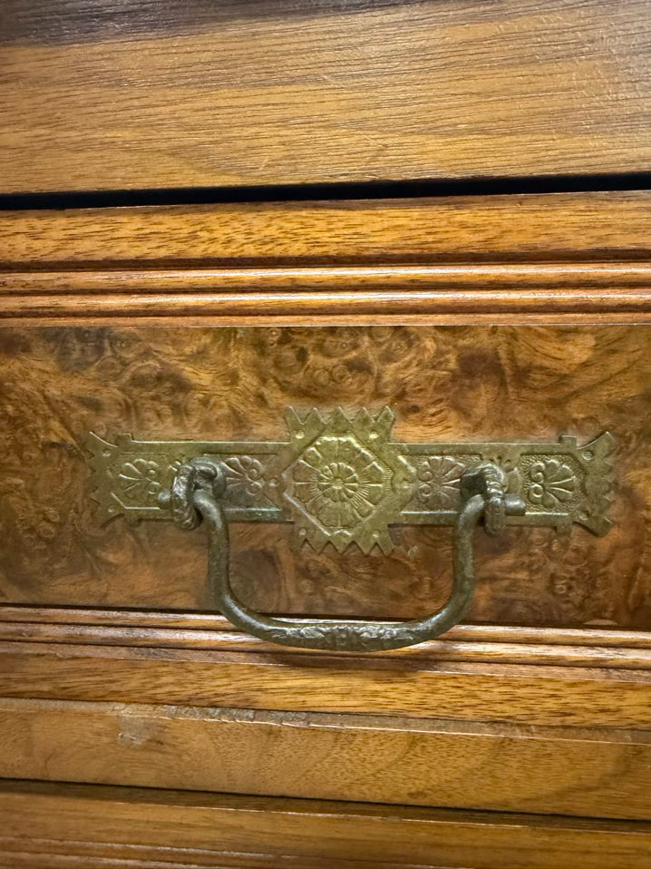 ANTIQUE Dark Wood & Marble 3 Drawer Chest