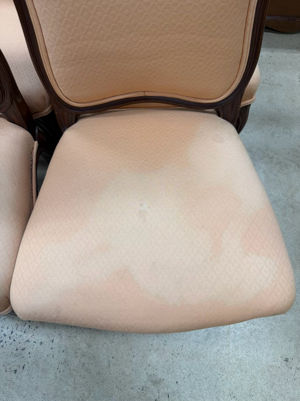 Wood Country French Set of 4 Chairs w/ Salmon Fabric