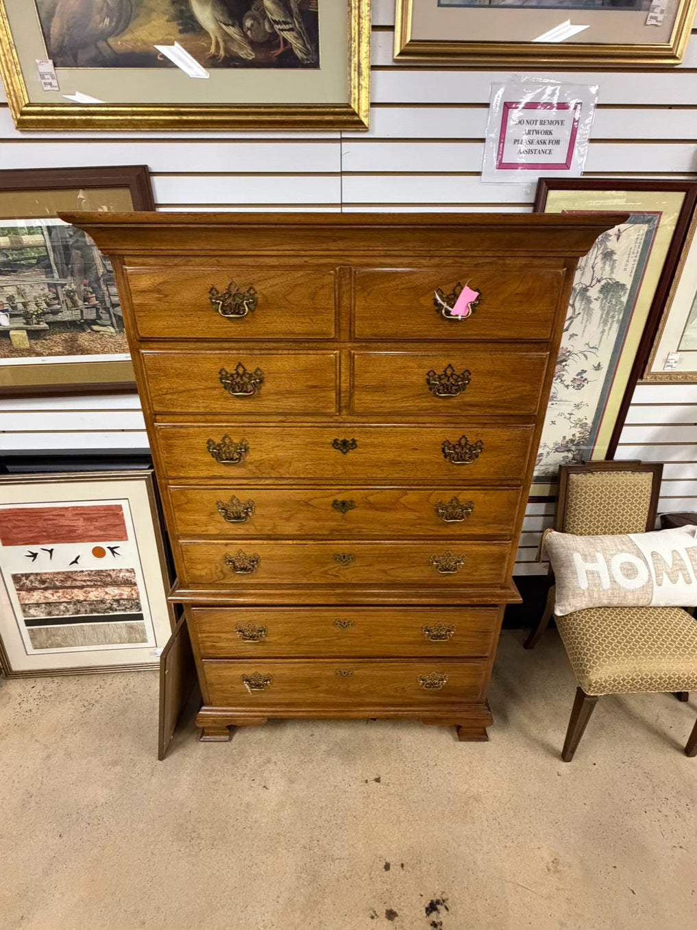 VINTAGE Medium Oak Chest on Chest w/ Drawers