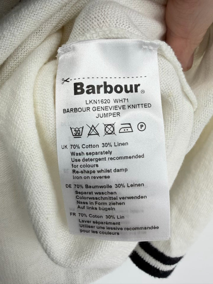 BARBOUR Size 14 Cream Short Sleeve Sweater NWT