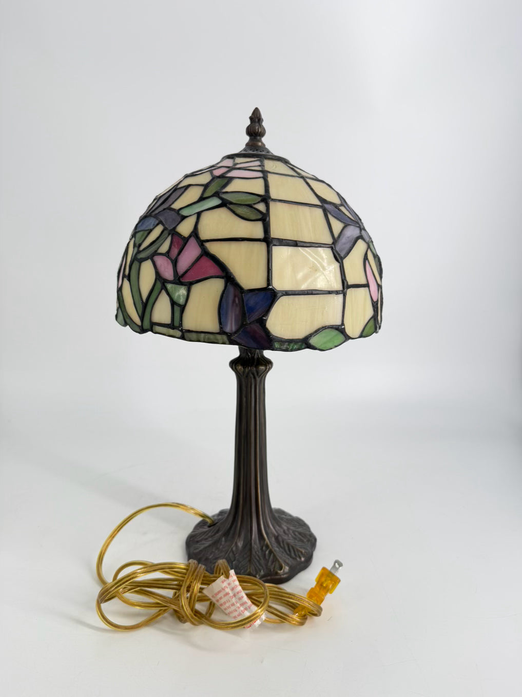 Cream, Pink & Blue Tiffany Style Lamp