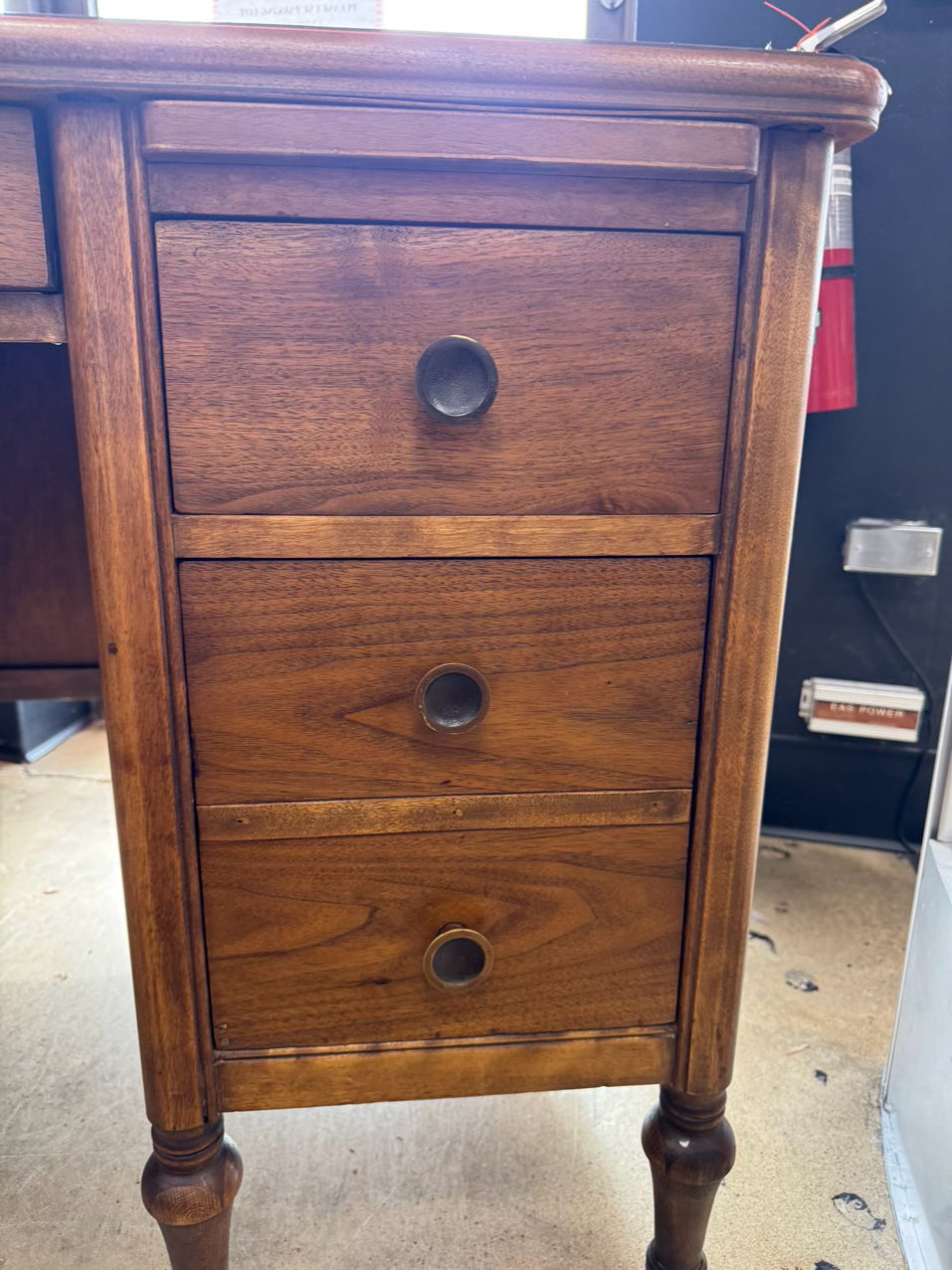 ANTIQUE Wood 3-Drawer Desk