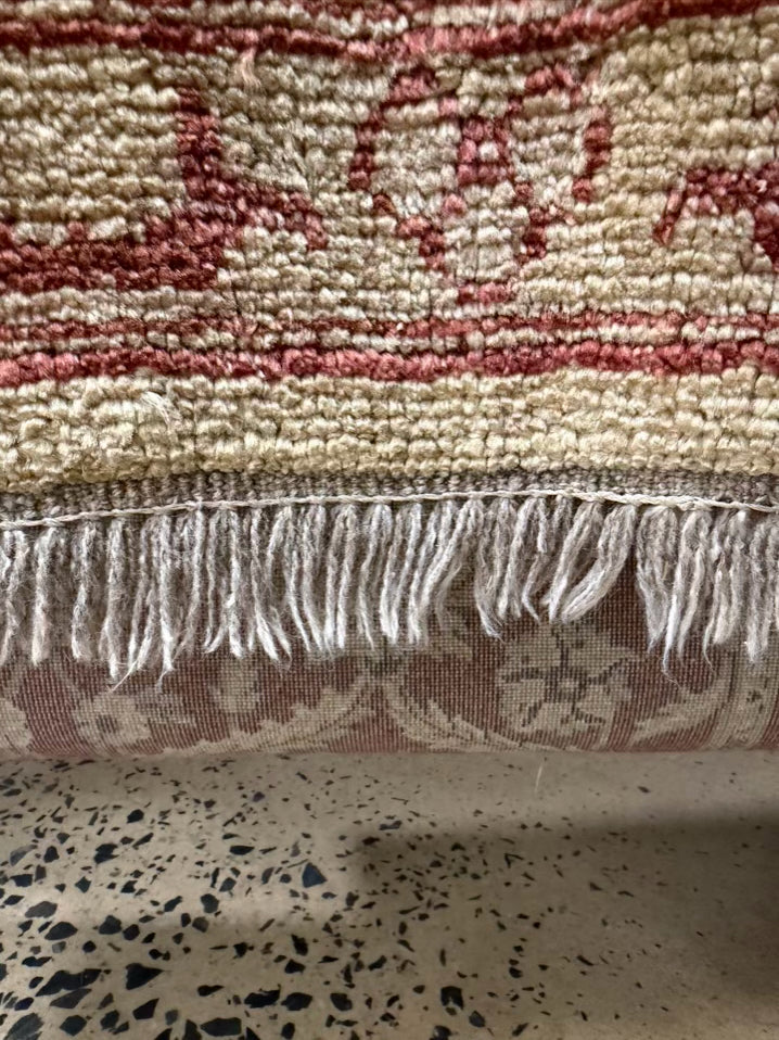 TURKISH Cream & Salmon Handmade Oushak Wool Area Rug