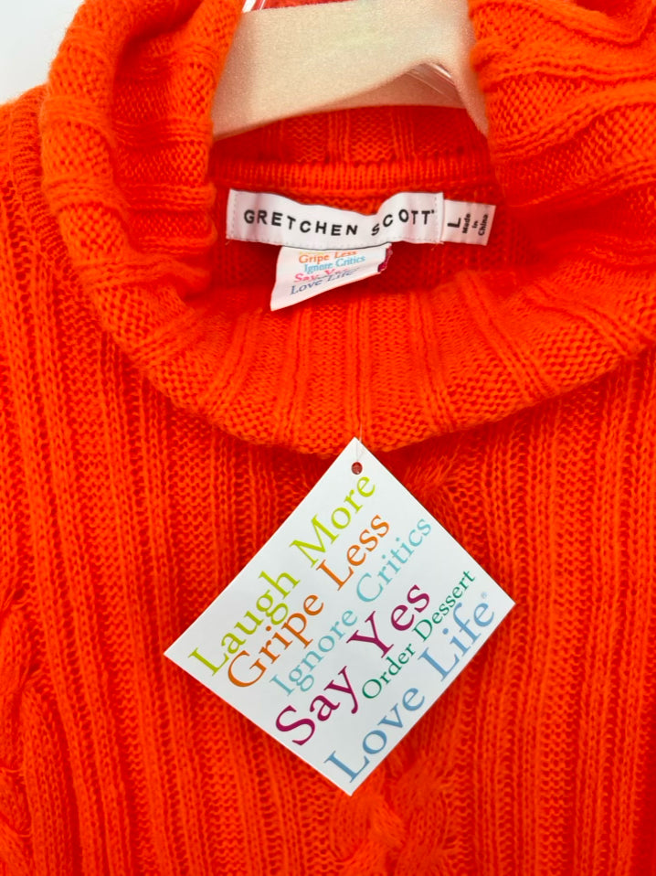 GRETCHEN SCOTT Size L Neon Orange Cowl Neck Sweater NWT