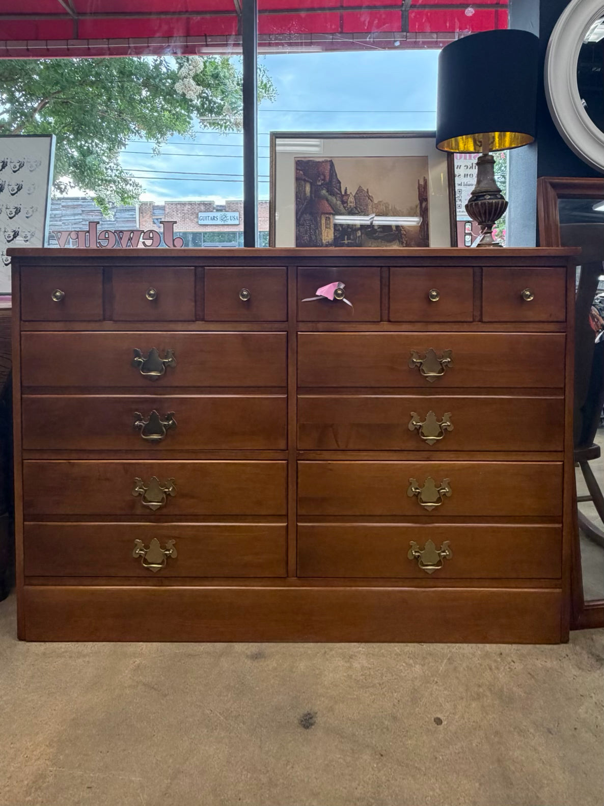 WANAMAKER Light Wood Dresser w/ Wood Mirror