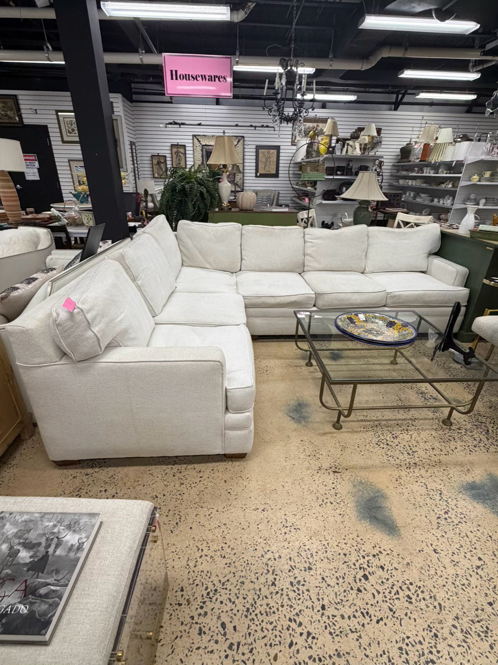 JACKSON CARTER FURNITURE Ivory Tweed Look Sectional Sofa