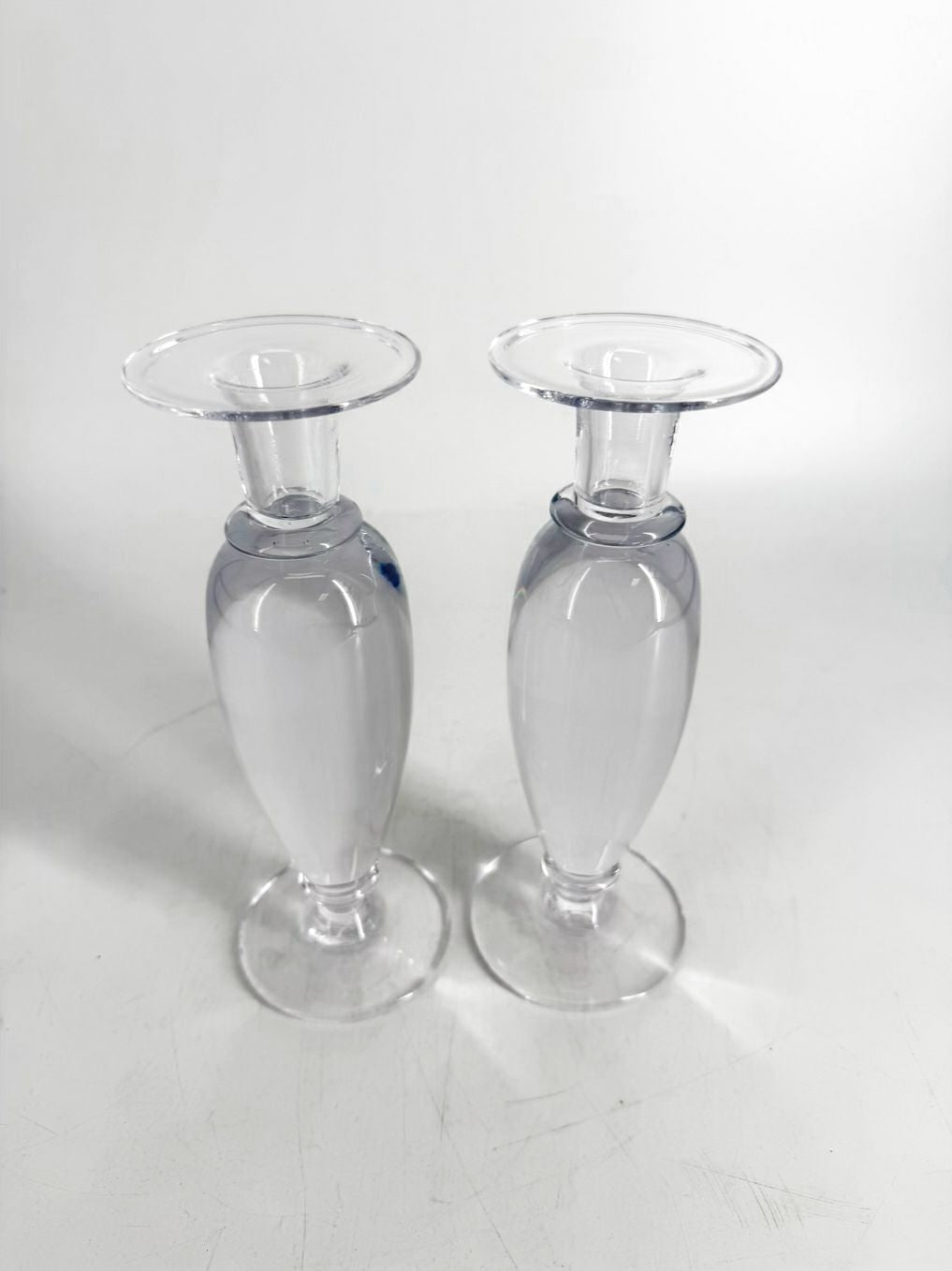 SIMON PEARCE Clear Glass Pair Of Candleholders