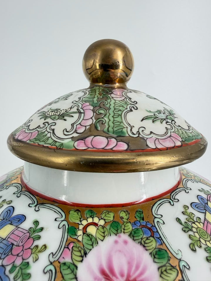 Pink, White & Green Porcelain Famille Rose Ginger Jar