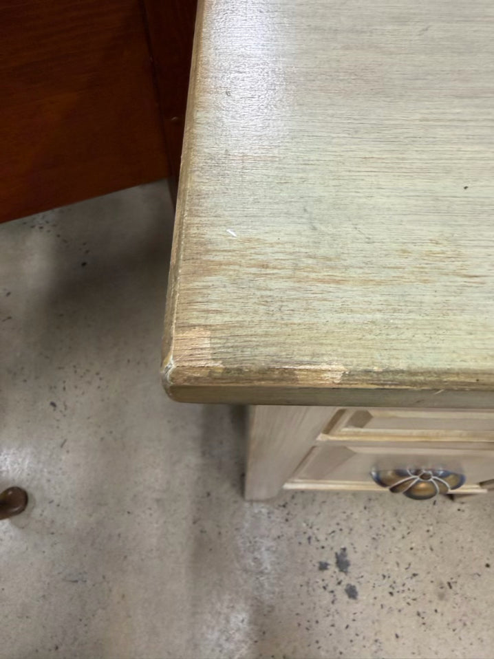 Cream Wood Desk w/ Upper Hutch