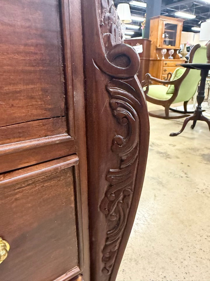 Ornate Dark Brown Wood 3 Drawer Chest