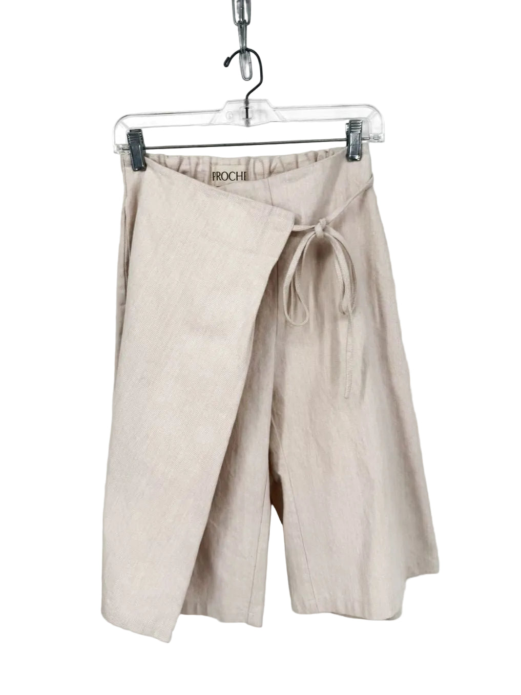 PROCHE Wmn's Size XS Beige Denim Wrap Shorts