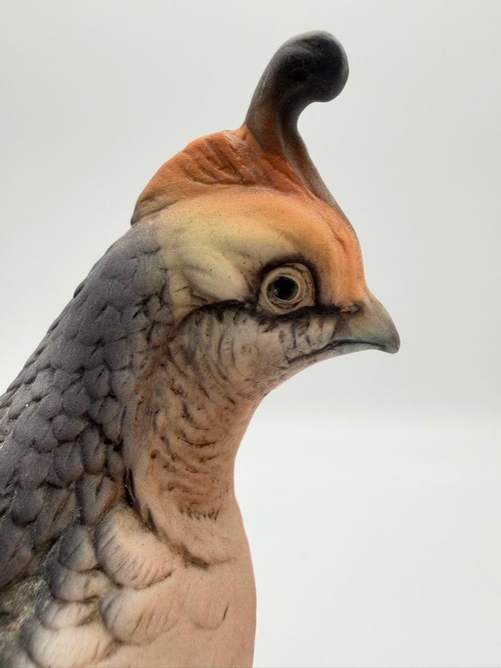 Gray/Green/Brown Porcelain California Quail Figurine