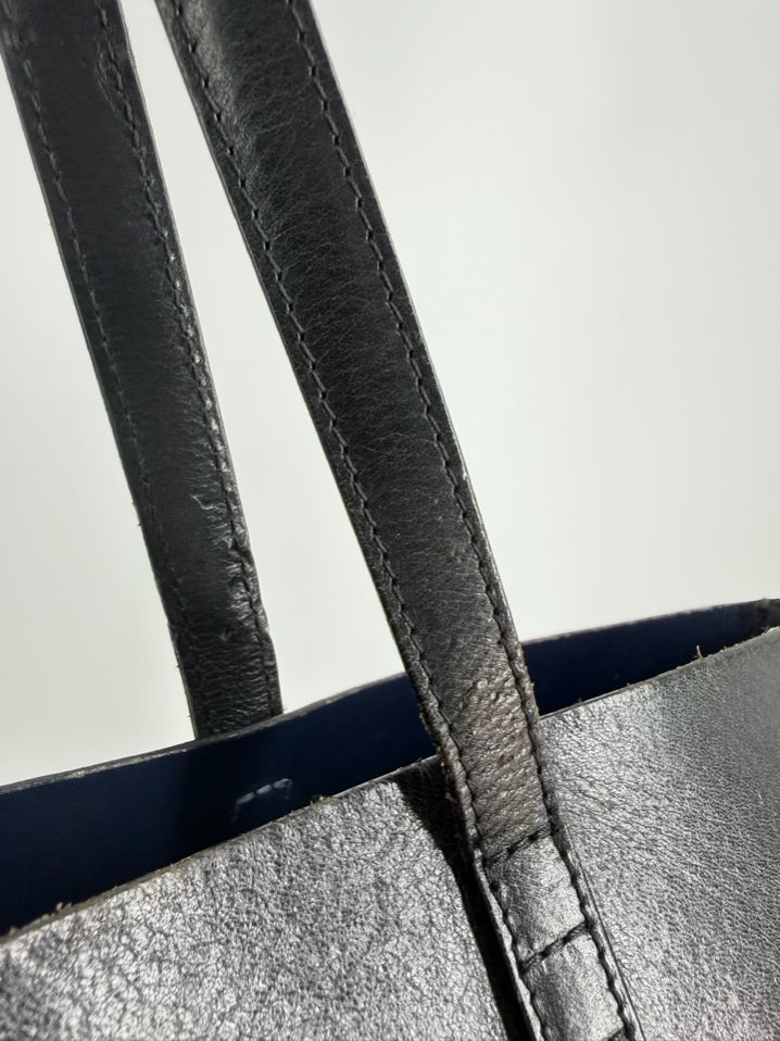 MANSUR GAVRIEL Black Leather Tote Bag w/ Small Zipper Pouch