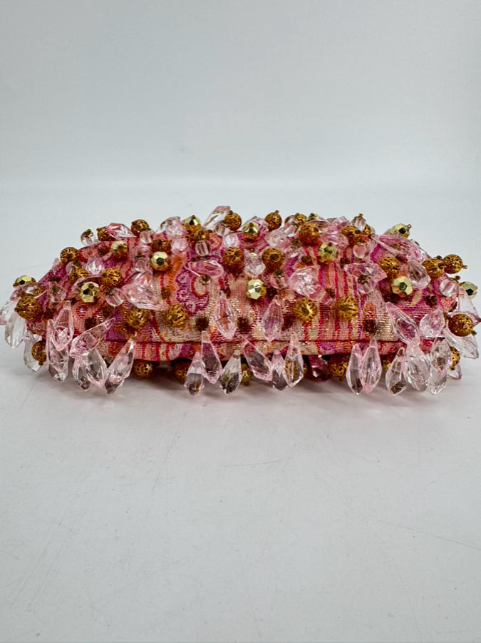 RAFE Pink & Gold Beaded Evening Bag