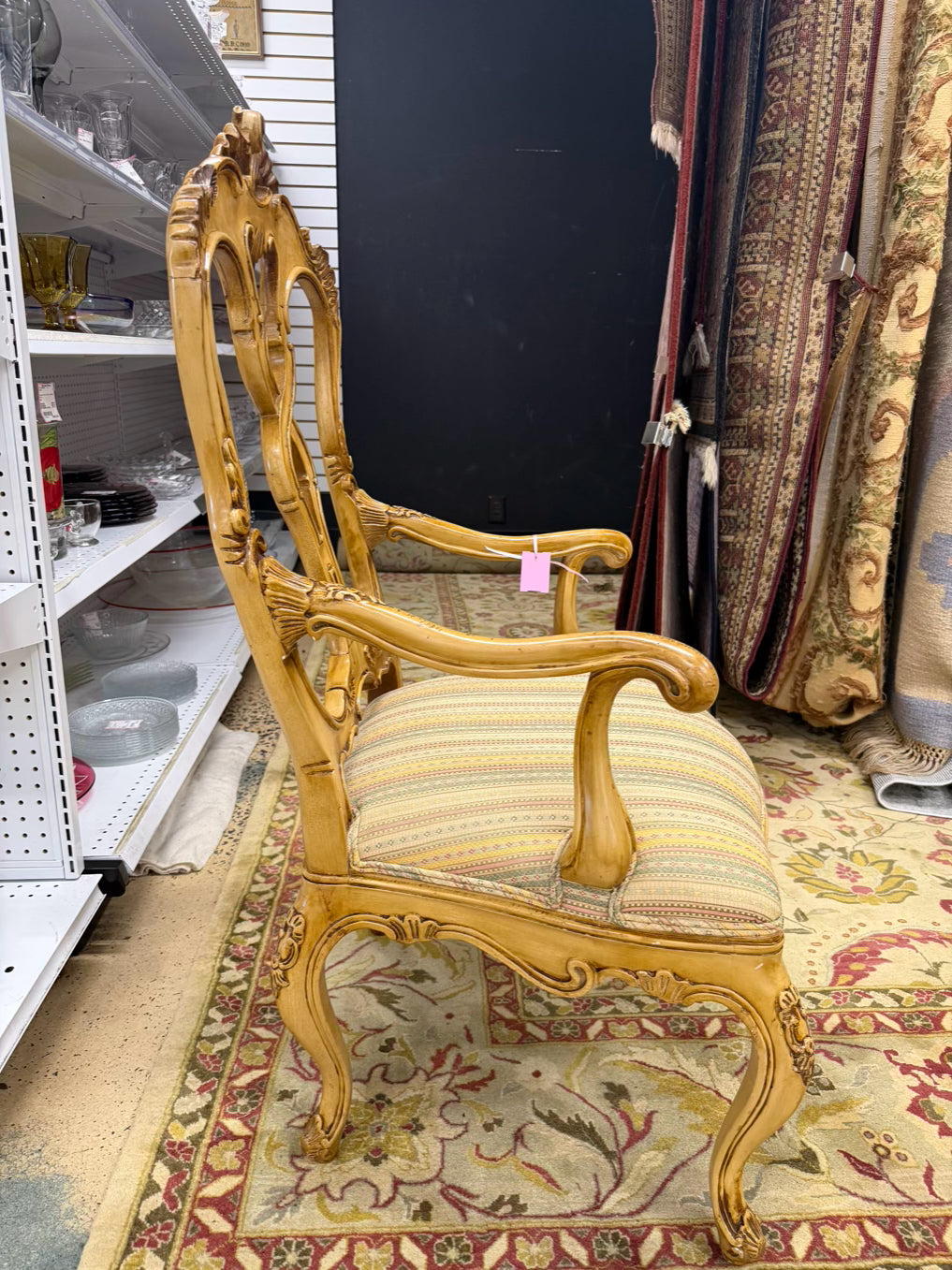 Light Resin Queen Ann Chair w/ Fabric Seat