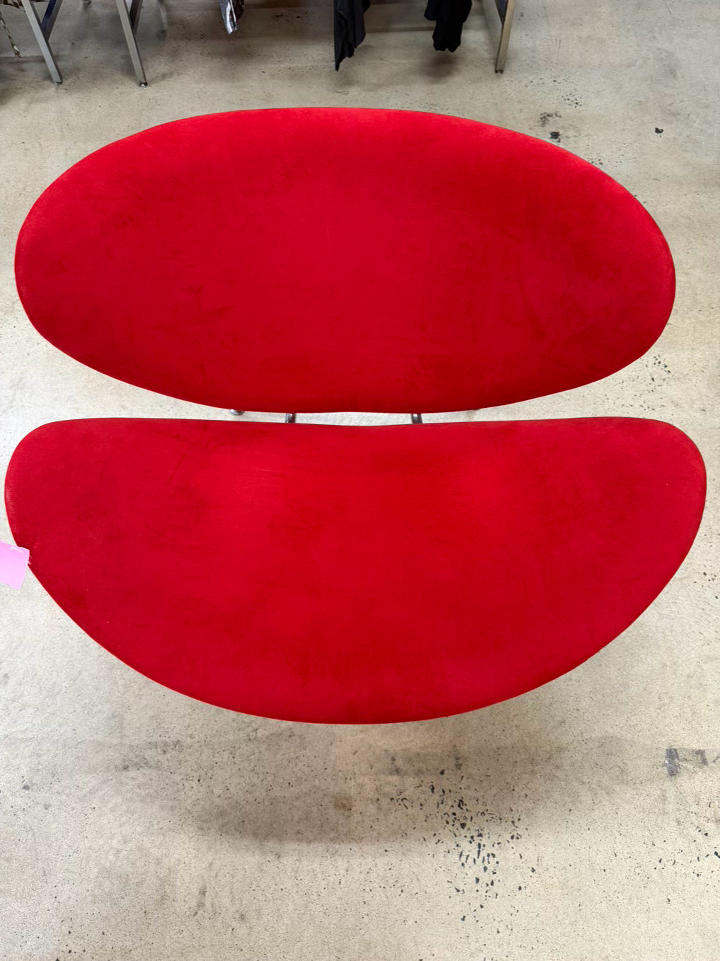 Red Fabric & Metal Orange Slice Chair & Ottoman