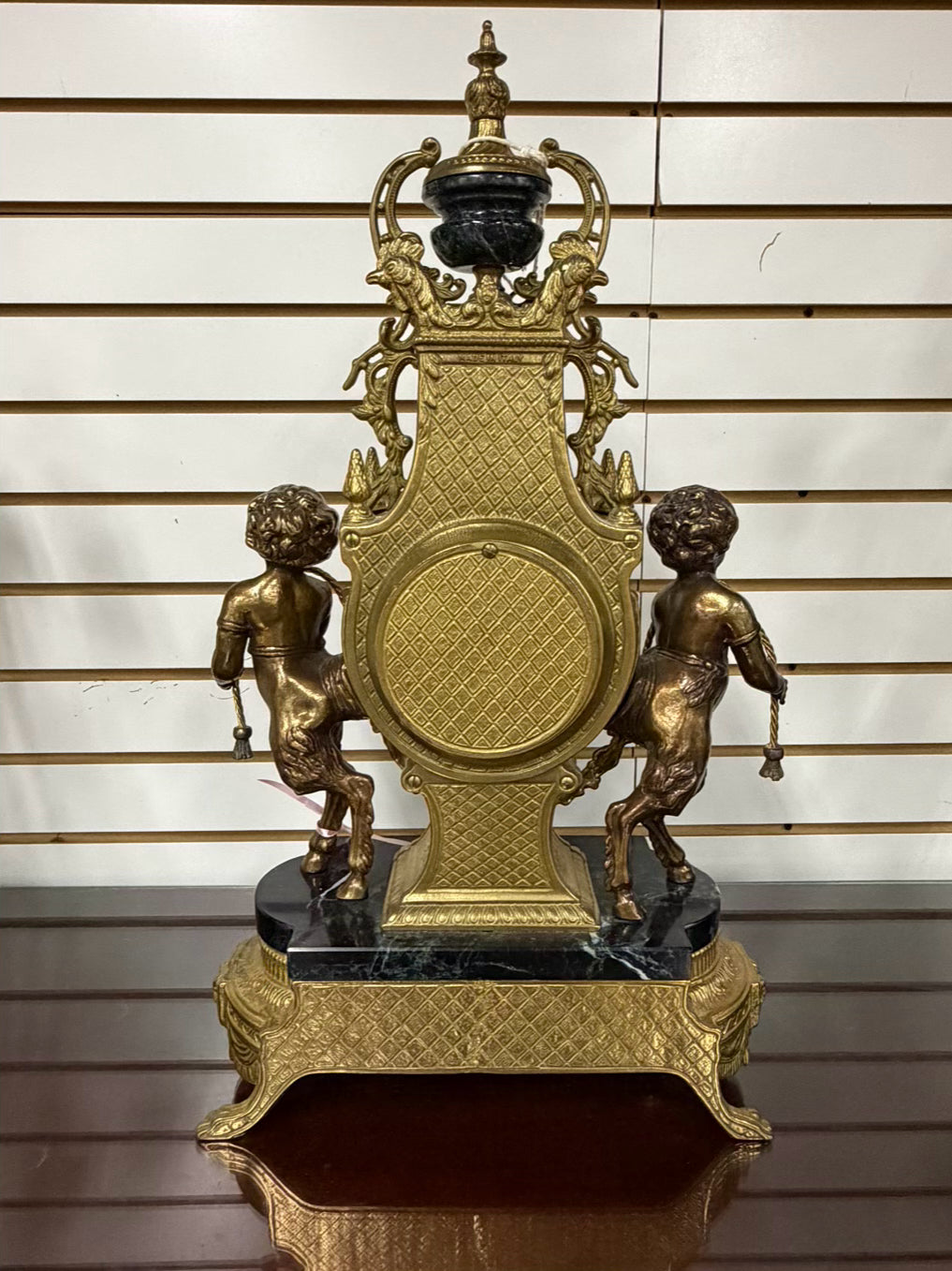 ITALIAN Brass & Marble 3 Piece Clock & Candelabra