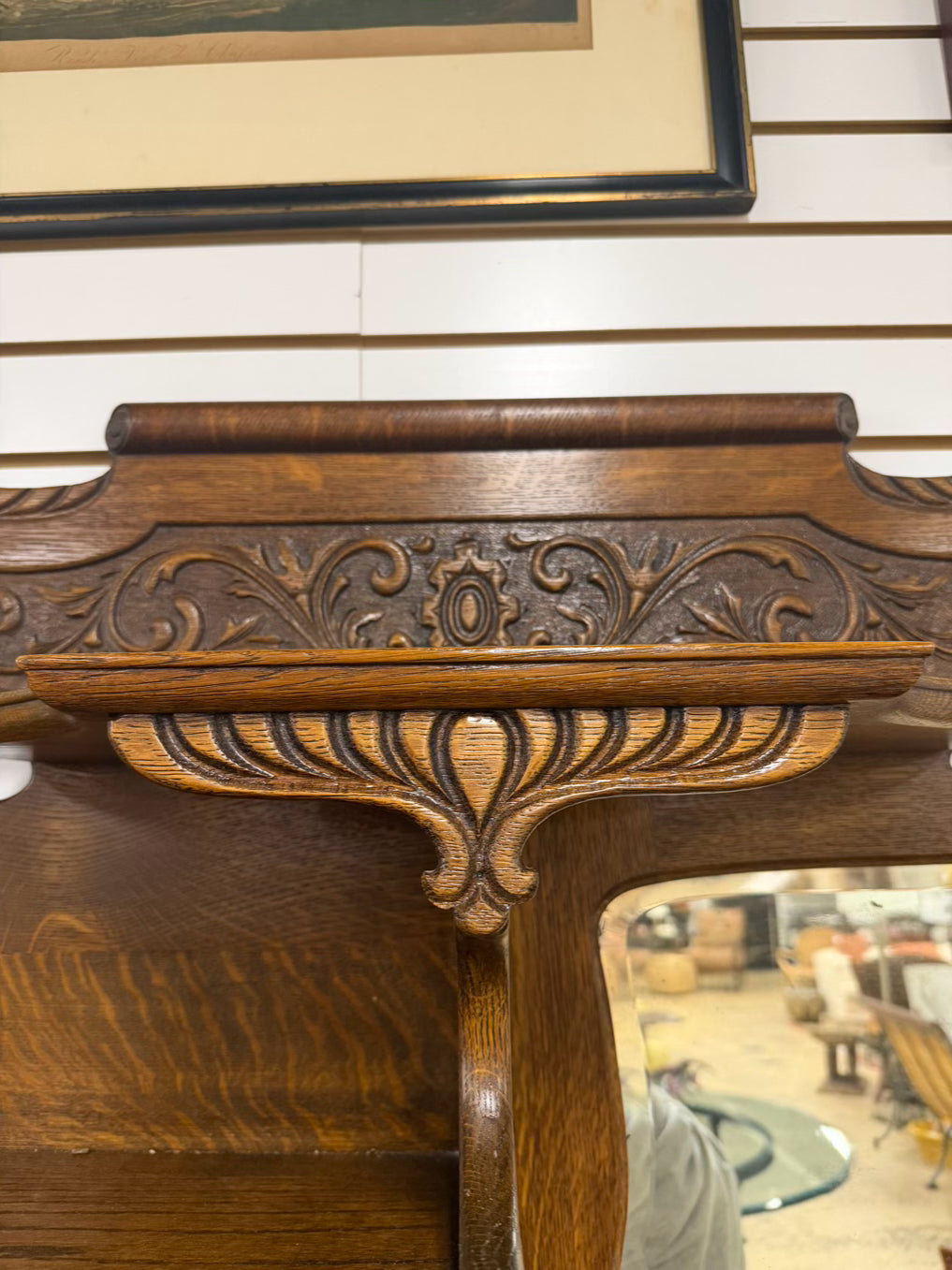 ANTIQUE Medium Oak Rounded Side by Side Secretary No Shelves