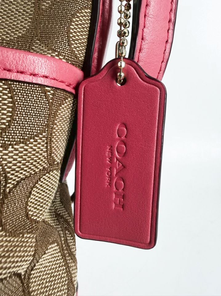 COACH Outline Signature File Brown & Pink Monogram Bag