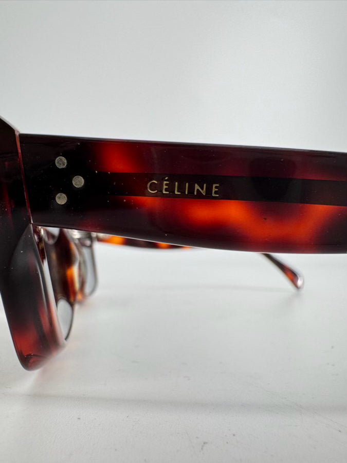 CELINE Tortoise Shell Square Sunglasses w/ Case