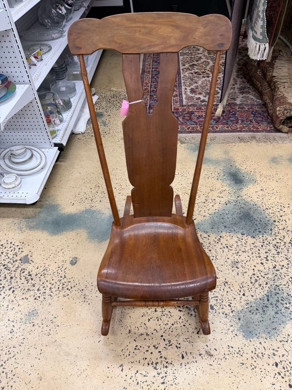 ANTIQUE Wood High Back Rocking Chair