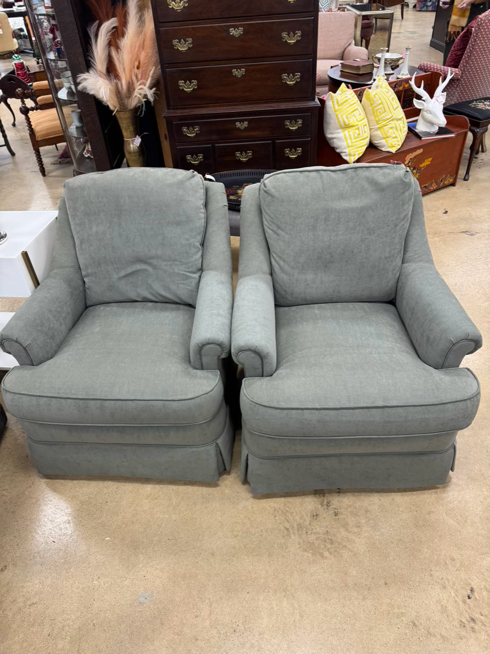 CR LAINE Green Pair of Chairs