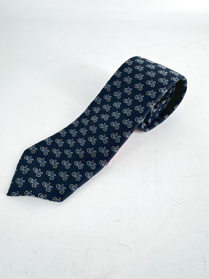 SALVATORE FERRAGAMO Navy Bicycle Silk Tie