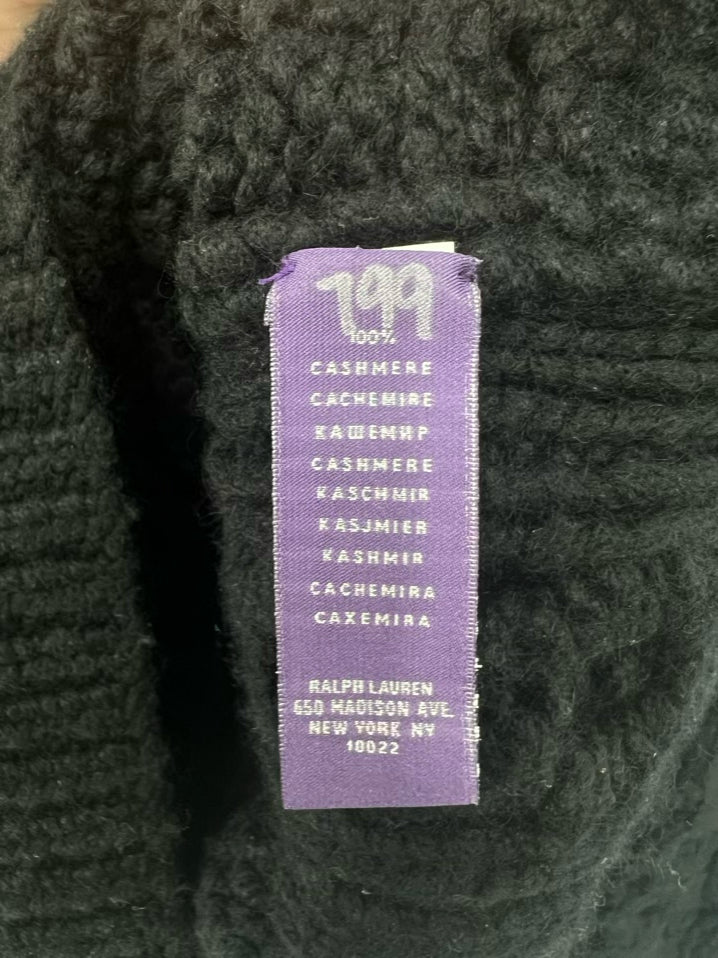 RALPH LAUREN PURPLE LABEL Size L Black Cashmere Turtleneck Sweater