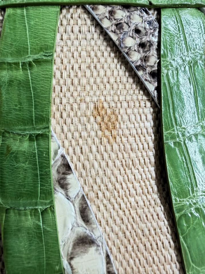 NANCY GONZALEZ Green Exotic Python , Crocodile & Canvas Tote Shoulder Bag