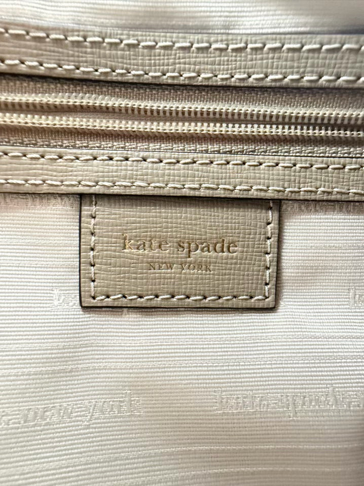 KATE SPADE Oatmeal Leather Crossbody Bag w/ Gold Tone Hardware