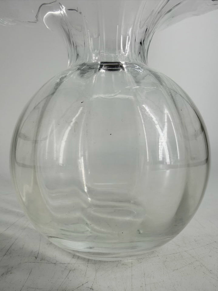 VIETRI Clear Glass Fluted Top Vase