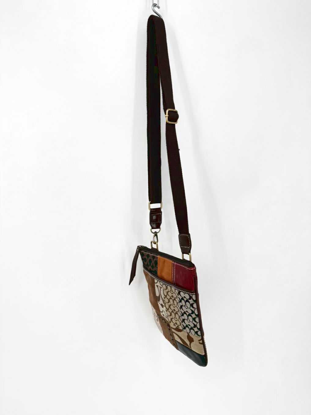COACH Brown & Red Leather Patchwork Crossbody Bag