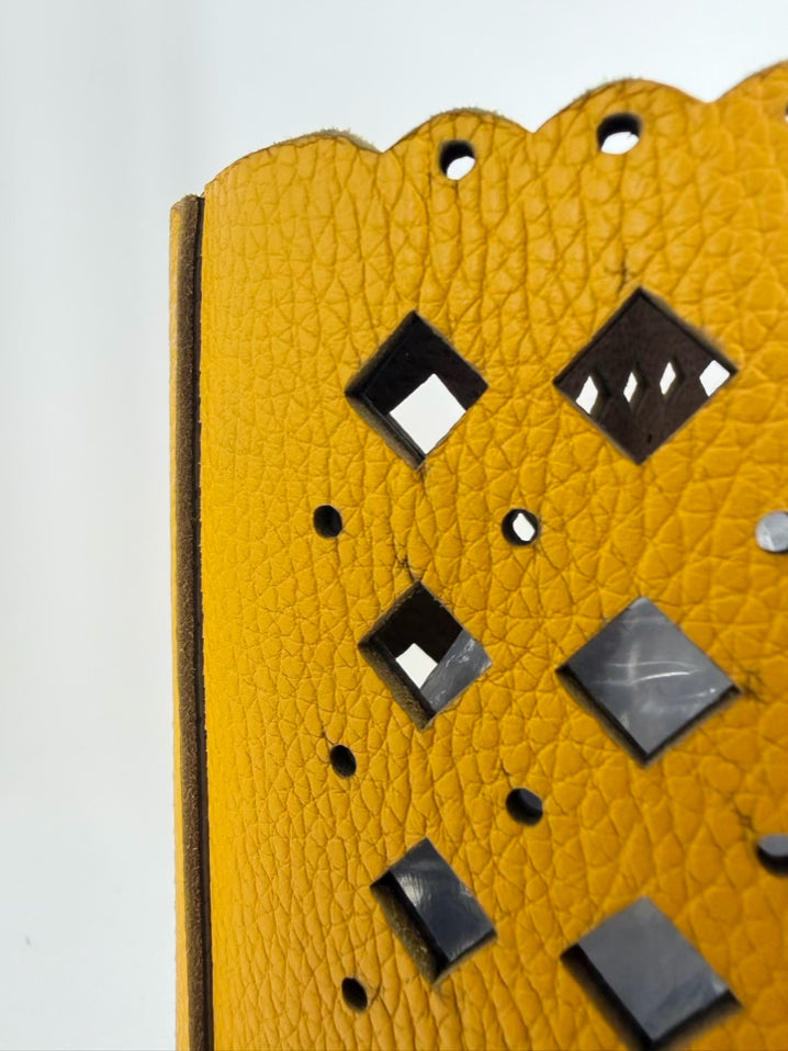 SUAREZ Yellow Leather Laser Cut Tote Bag