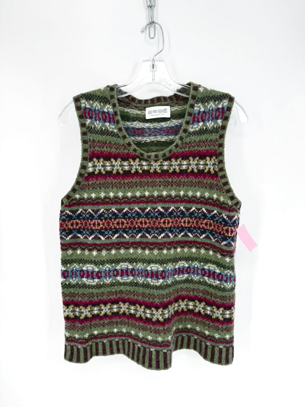 ERIBE Wmn's Size XL Green & Purple Wool Sweater Vest