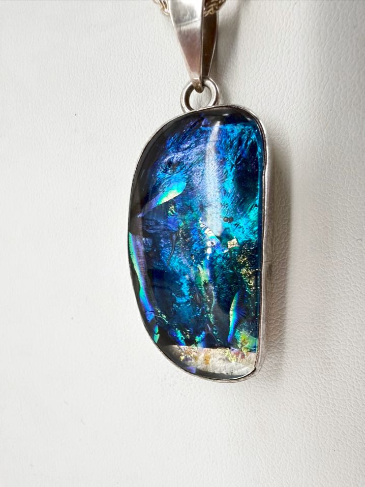 STERLING SILVER Blue Opal Abstract Necklace