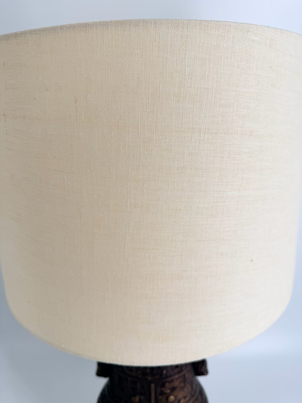Bronze Asian Wine Vessel Style Lamp w/ Shade