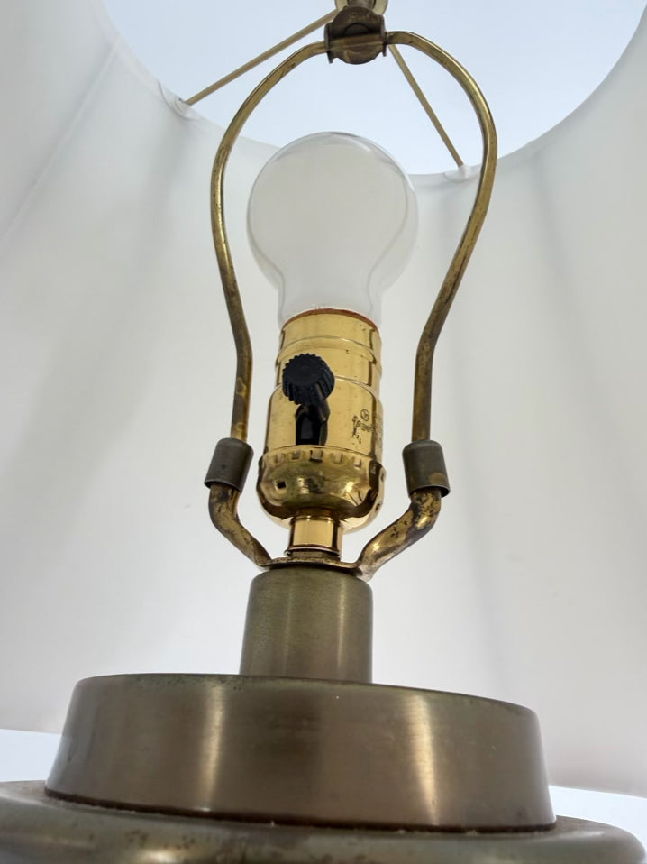 Rust & Gold Oriental Style Lamp w/ White Shade