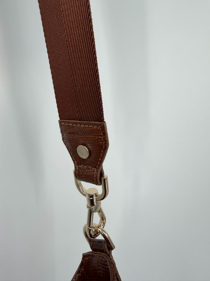 BRAHMIN Cognac & Natural Raffia & Leather Purse