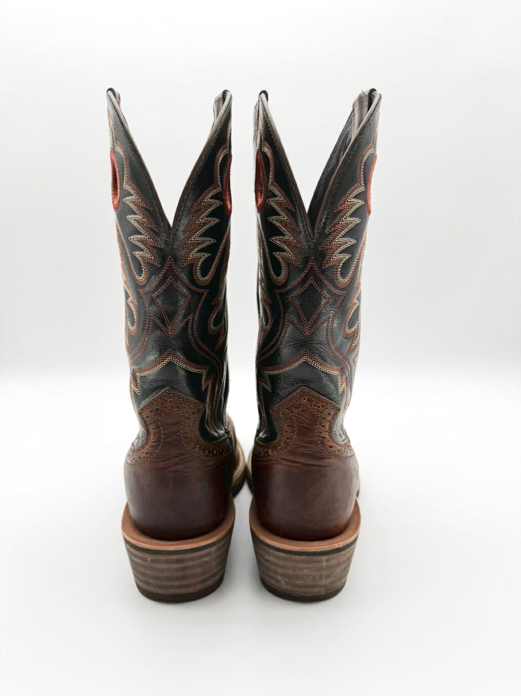 ARIAT MENS Size 9 Black, Brown & Rust Leather Cowboy Boots