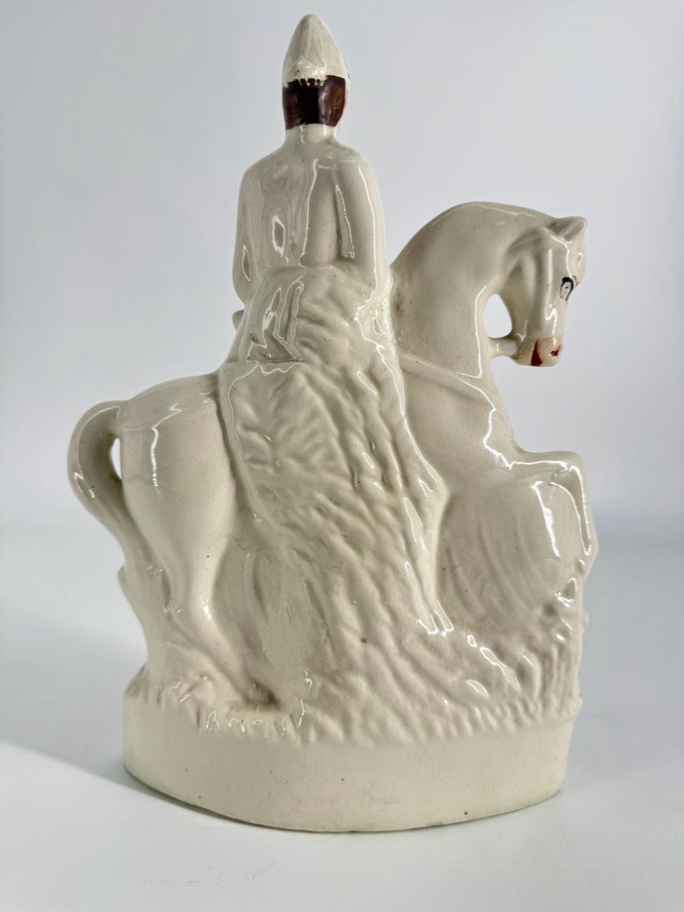 White & Green Ceramic Handpainted Staffordshire General French Figurine